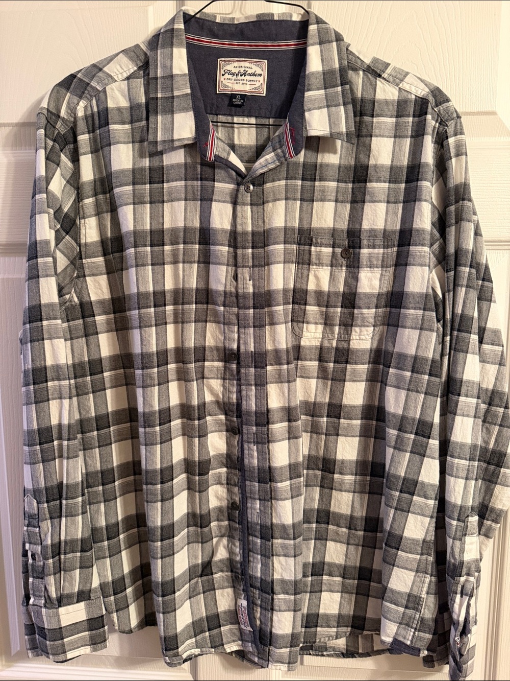 Flag & Anthem Men's Gray and White Plaid Button-Down Shirt